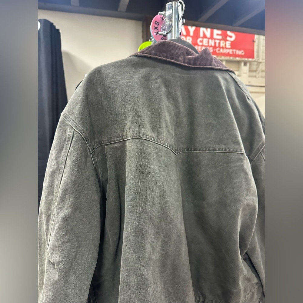 Vintage Carhartt green C52 MOS jacket blanket lined corduroy collar barn jacket - Picture 14 of 14